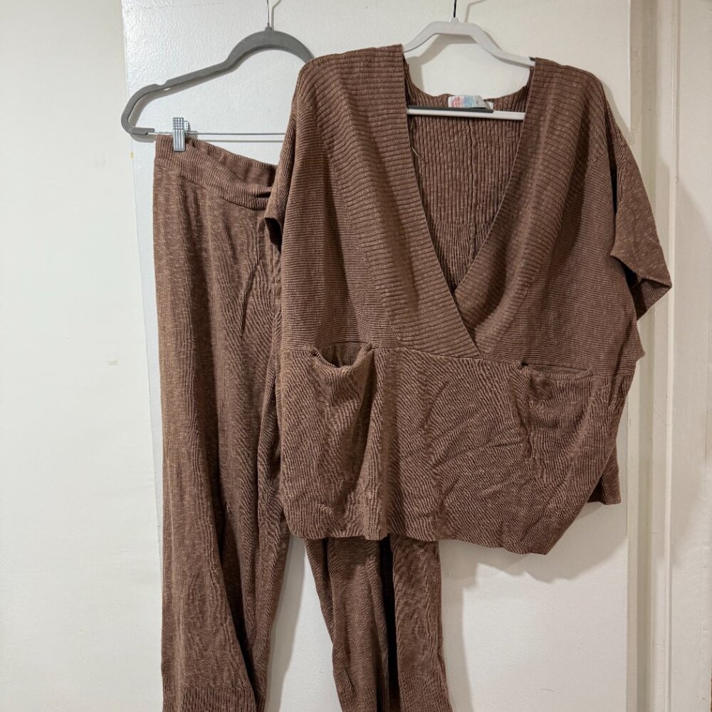 ✨ Free People Jaclyn Sweater Set – Raw Umber (2-Piece Knit Lounge Set) ✨ - Picture 5 of 10